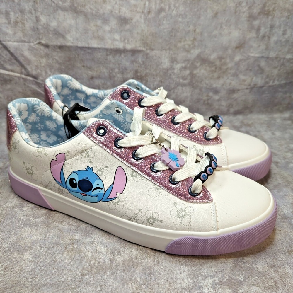 Disney Lilo and Stitch Sneakers Purple/White Ohana Lace-Up Women's Size 11 NEW
